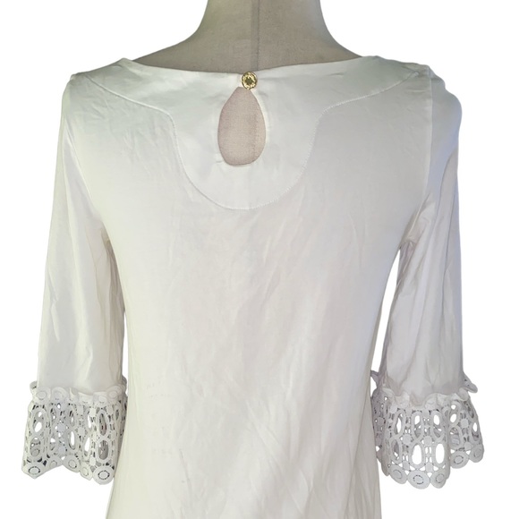 Lilly Pulitzer Waverly White Ruffle Scalloped Eyelet Lace Top - XS - Picture 8 of 13